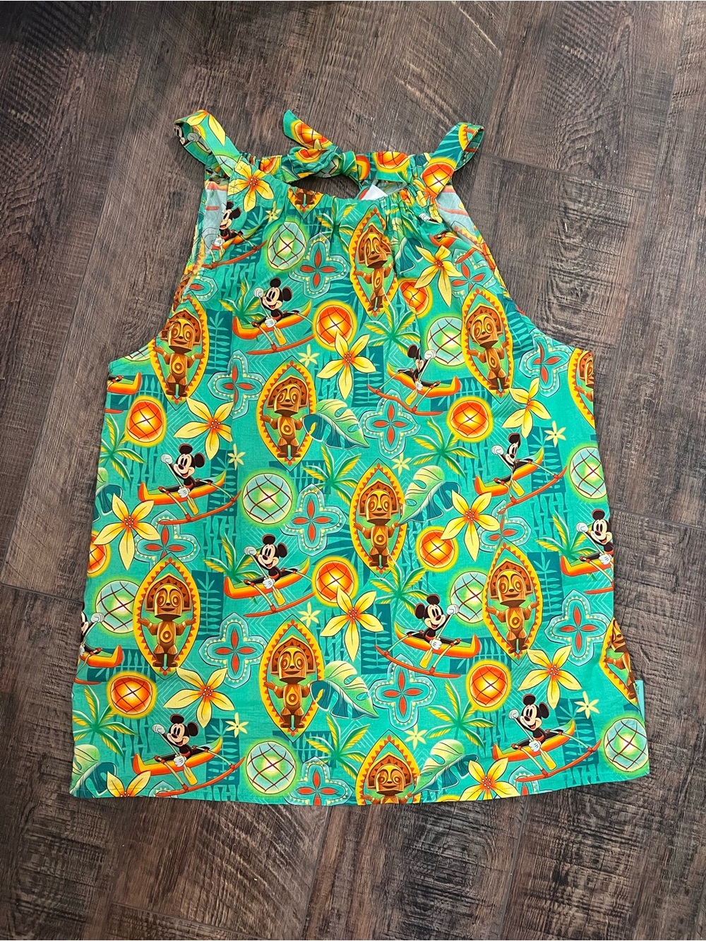 Disneys Polynesian resort Teal Tropical Mickey Halter top with Yellow Accents